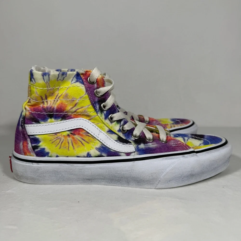 Vans Sk8-Hi Tie Dye High Top Sneakers M 7 W 8.5 Multicolor Retro 90s Boho Hippie